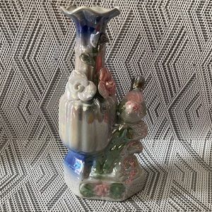 Vintage bird & flower vase